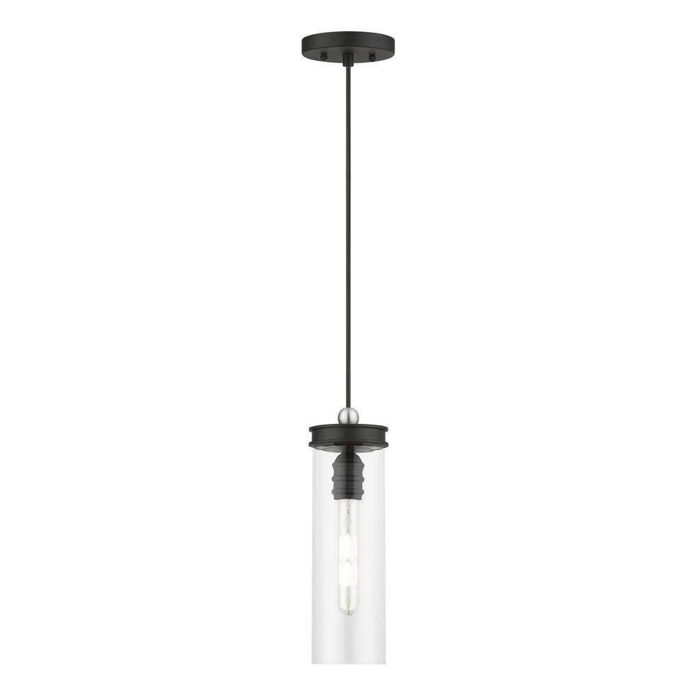 DeVoe Black and Brushed Nickel Mini Pendant with Clear Glass