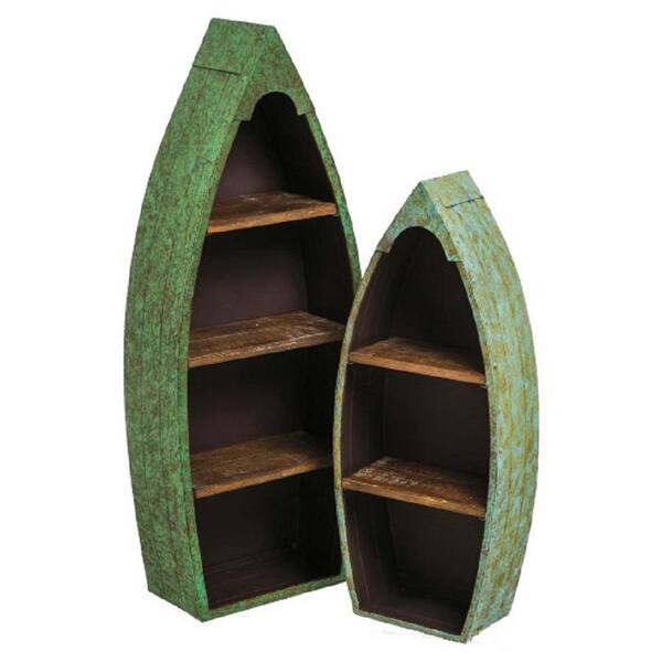 Cape Craftsman Distressed Metal and Wood Boat Shelves (Set of 2)