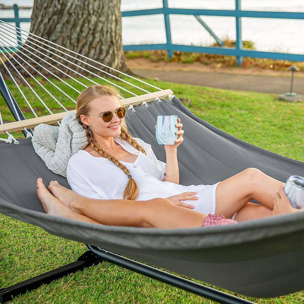 Atesun Double Hammock Quilted Fabric Swing with Spreader Bar