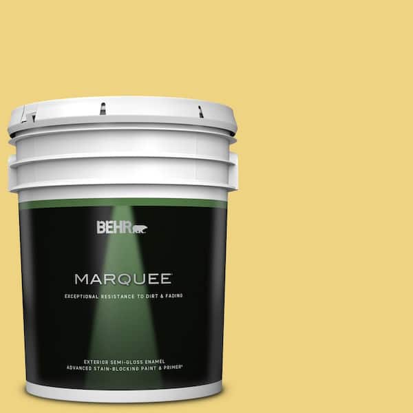 BEHR MARQUEE 5 gal. #380D-4 Feather Gold Semi-Gloss Enamel Exterior Paint & Primer