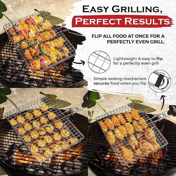 Cubilan Grill Basket Value Set, Barbecue BBQ Grilling Basket, Stainless  Steel Large Folding Grilling baskets B0887M8J8W - The Home Depot