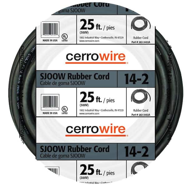 Cerrowire 25 ft. 14/2 300-Volt Black SJOOW Cord