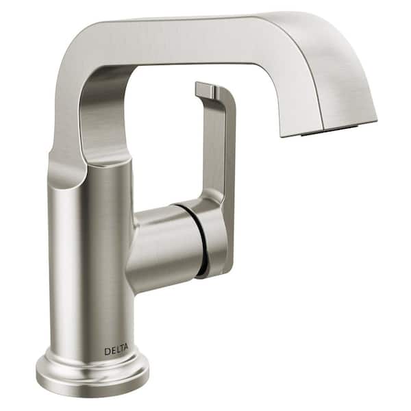 Delta Tetra Single-Handle Single Hole Bathroom Faucet Drain Kit Included in Lumicoat Stainless