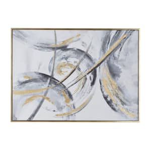 1- Panel Abstract Framed Wall Art with Gold Frame 48 in. x 66 in.