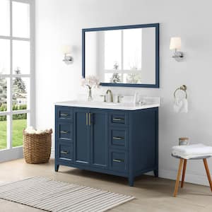 Madsen 48 in. W x 22 in. D Bath Vanity in Grayish Blue with Cultured Marble Vanity in White with White Basin