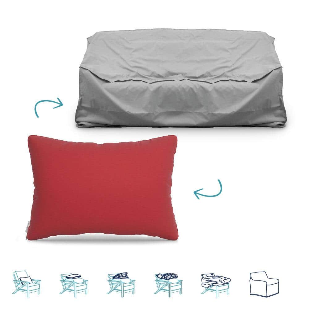 Pillow-To-Cover 16 in. x 24 in. Flagship Ruby Red Pillow Sofa Cover