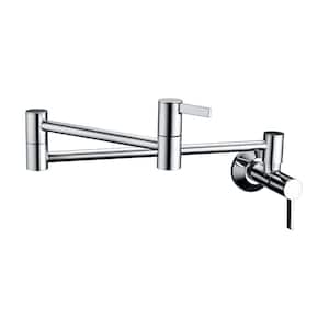 Contemporary 2-Handle Wall-Mounted Pot Filler in Chrome