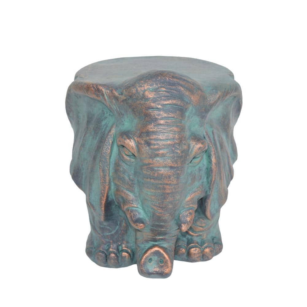 Bronze Concrete Elephant Garden Stool