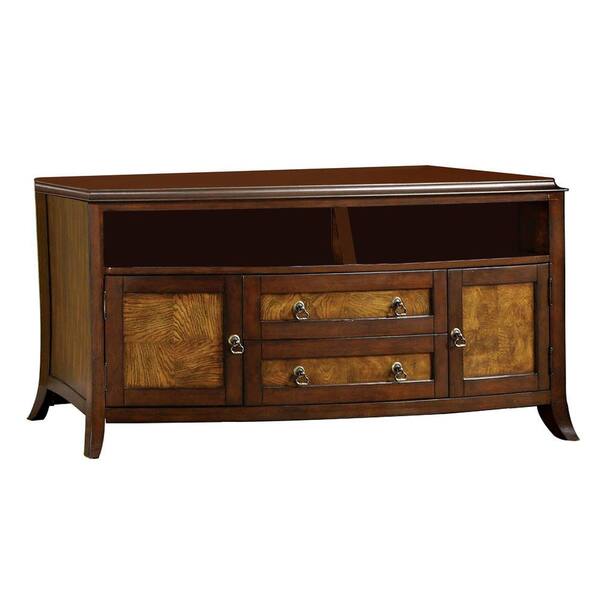 Venetian Worldwide Kassandra TV Console in 2-Tone Cherry Brown and Oak