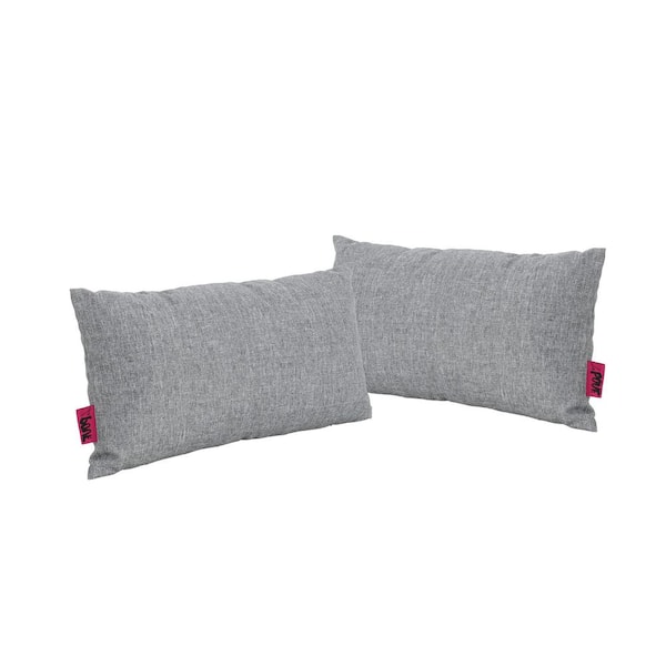 Noble House Coronado Grey Solid Rectangle Outdoor Patio Throw Pillow (2-Pack)