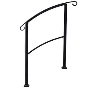 55 in. H x 2 in. W Steel Handrails for Outdoor Steps, Fit 1 or 3 Steps Outdoor Stair Railing, Flexible Porch Railing Kit