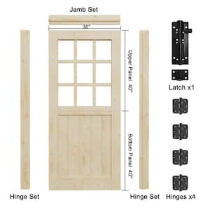 36 in. x 80 in. Solid Pine Universal 9-Lite Clear Glass Unfinished Dutch Door Design Wood Prehung Front Door with Jamb