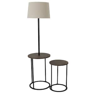 Ricard 58 in. Black Floor Lamp with Nesting Table Set