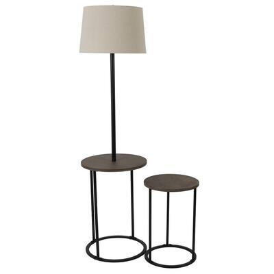 Decor Therapy Ricard 58 in. Black Floor Lamp with Nesting Table Set