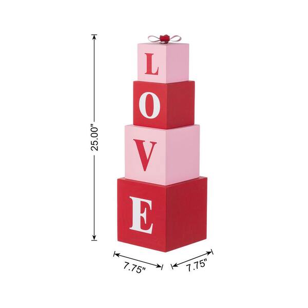 Glitzhome 25 in. H Valentine's Wooden Double-Sided XOXO and LOVE