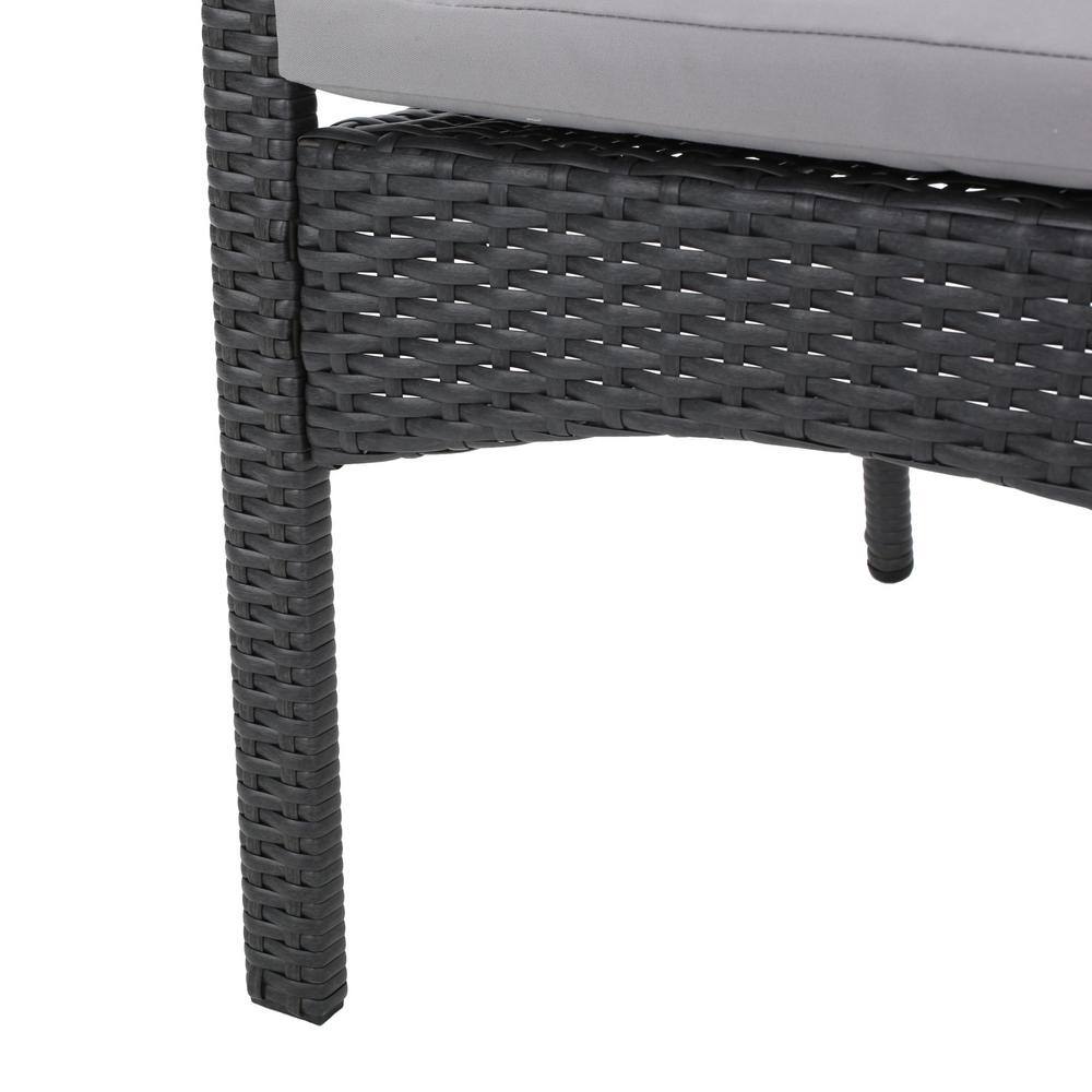 Gray Wicker Outdoor Dining Chair Set with Cushions