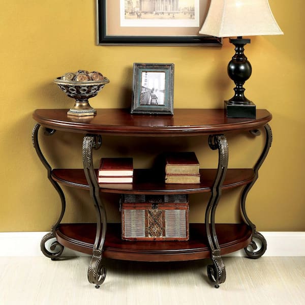 Furniture of America Nestillia 48 in. Brown Half-Circle Wood