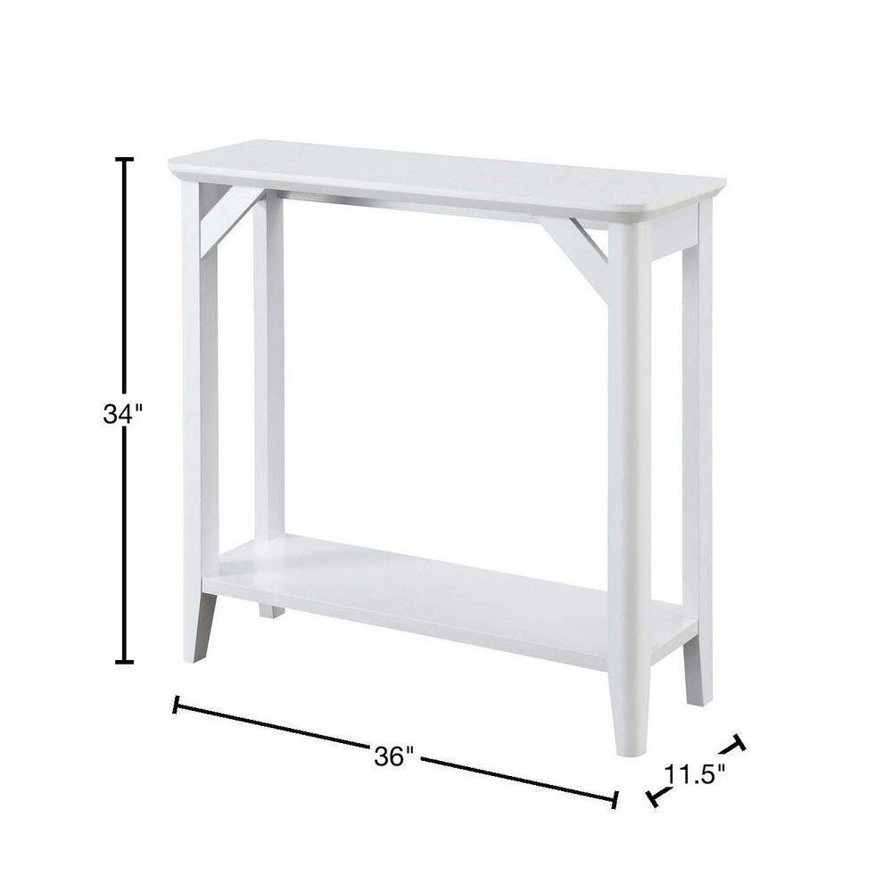 Rustic White Melamine Hall Table with Dual Shelves