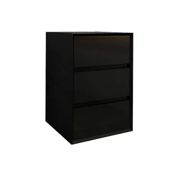 Mia Max 19.5 in. W x 19.6 in. D x 29.5 in. H Black Wall Floating Linen Cabinet in Gloss Black, Scratch Resistant Surface