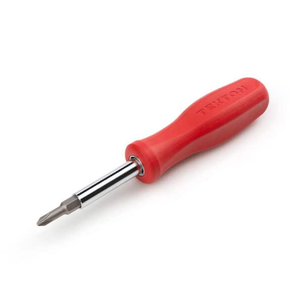 TEKTON 6-in-1 Phillips/Slotted Screwdriver (#1 x 3/16 in., #2 x 1/4 in., Red)