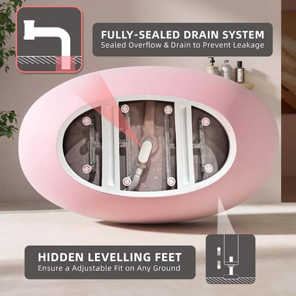Zeafive 63 in. x 38 in. Acrylic Freestanding Soaking Bathtub