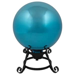 10 in. Turquoise Blue Glass Outdoor Patio Garden Gazing Ball