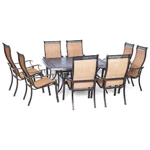 Somerset 9-Piece Aluminum Square Outdoor Dining Set with Cast-Top Table