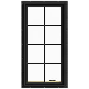 24 in. x 48 in. W-2500 Series Bronze Painted Clad Wood Right-Handed Casement Window with Colonial Grids/Grilles
