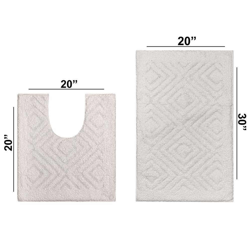 White Diamond Pattern Cotton Bath Rug Set