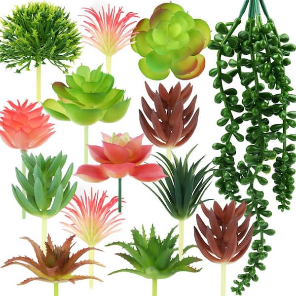 Unbranded 4.7 in. 14Piece Artificial Succulents Mini Colorful Faux Plants  Indoor Outdoor Greenery for Home Garden Office 59B1124C1956