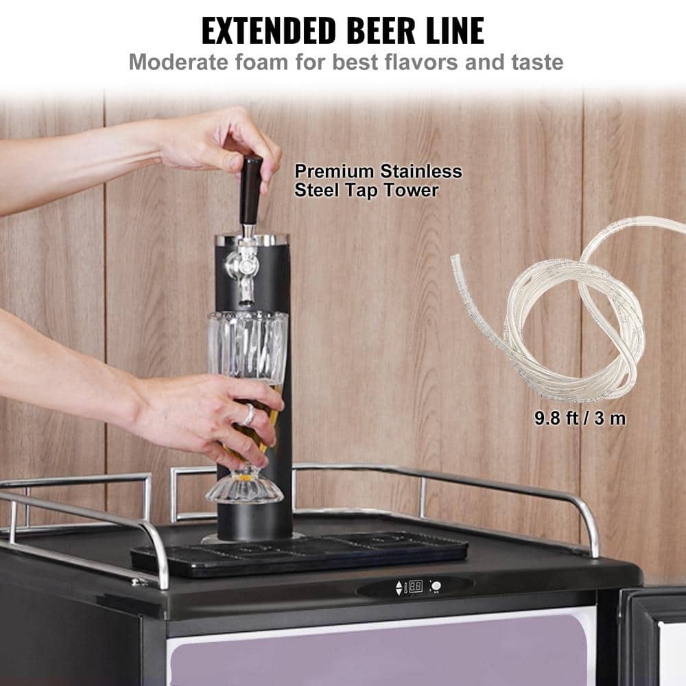 VEVOR Silver Stainless Steel Single Tap Kegerator with CO2 Cylinder