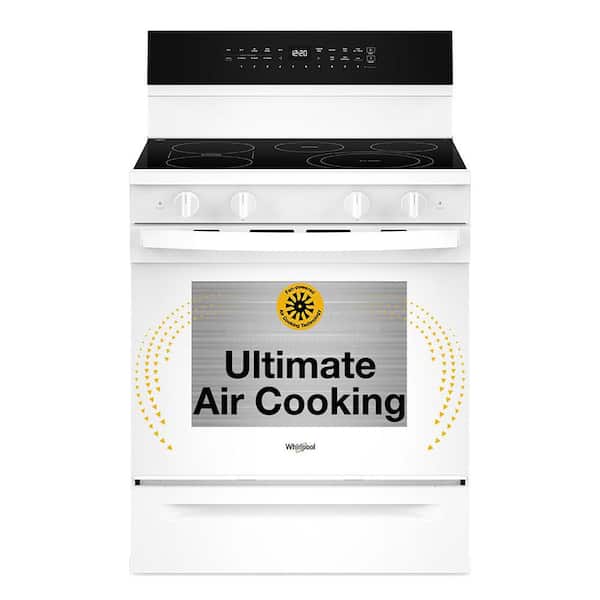 Whirlpool 30 in. 5-Element Freestanding Electric Smart Range in White with Air Cooking Technology