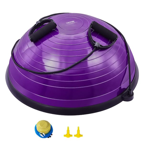SKYSHALO Half Exercise Ball Trainer 23 in. Balance Ball Trainer, 660 lbs. Stability Ball, Yoga Ball with Resistance Bands, Purple