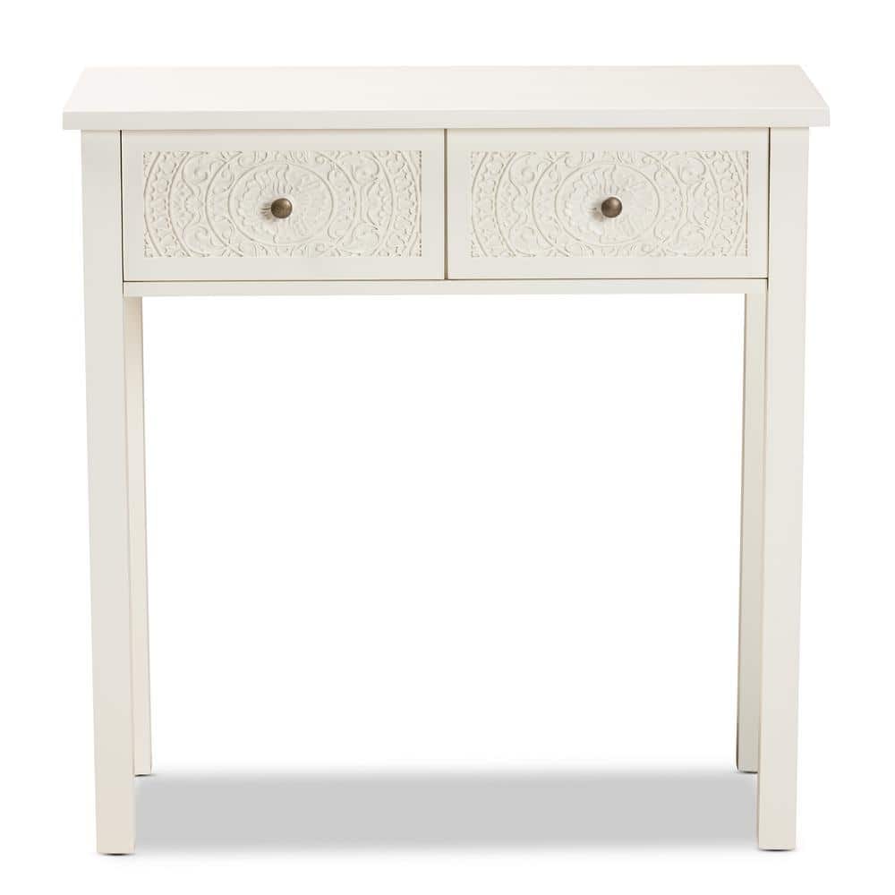 Lambert Classic White Firwood 2-Drawer Console Table