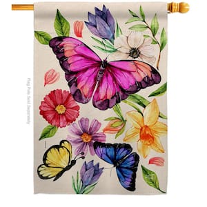 28 in. x 40 in. Watercolor Butterflies Garden Friends House Flag Double-Sided Decorative Vertical Flags