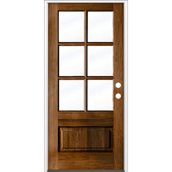 Krosswood Doors 36 in. x 80 in. Farmhouse 3/4 LiteProvincial Stain Left-Hand/Inswing Douglas Fir Prehung Front Door