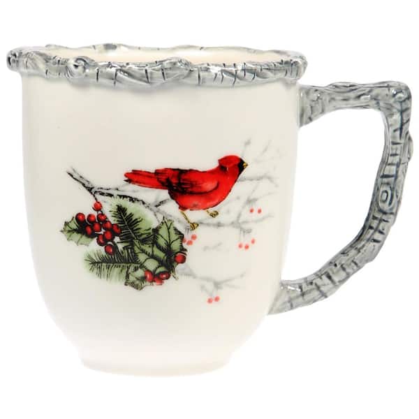 Home Essentials 17 fl. oz. Round Cardinal Holly Mug