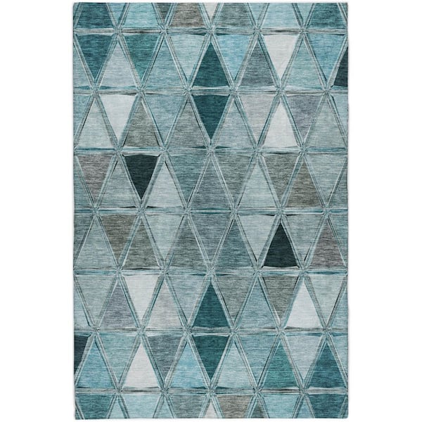 Dream Shag Premium Machine Washable Abstract ADS722 Teal 3 ft. x 5 ft. Area Rug