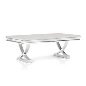 Meltone 51 in. Chrome Rectangle Faux Marble Coffee Table