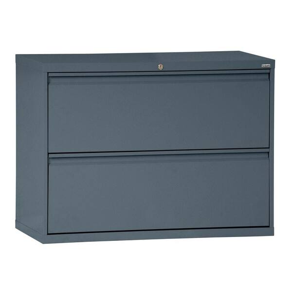 Sandusky 800 Series 28.375 in. H x 36 in. W x 19.25 in. D 2-Drawer Full Pull Lateral File Cabinet in Charcoal