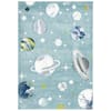 SAFAVIEH Carousel Kids Area Rug – 9x12 Teal & Ivory Outer Space Design For Playroom Or Nursery