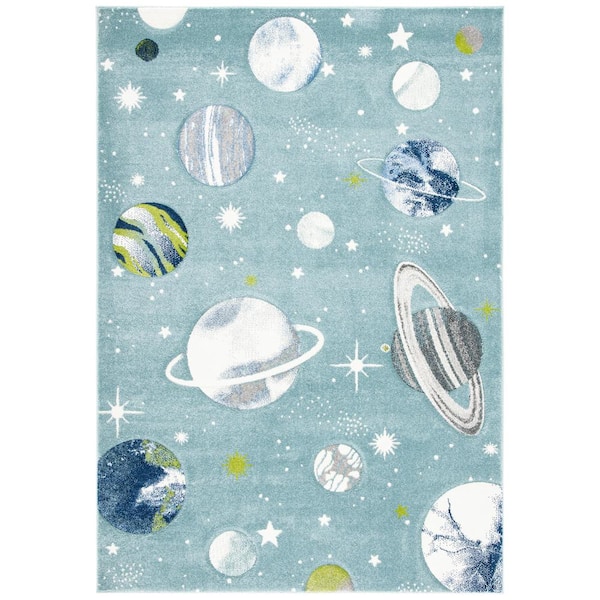 SAFAVIEH Carousel Kids Teal/Ivory 8 ft. x 10 ft. Galaxy Area Rug