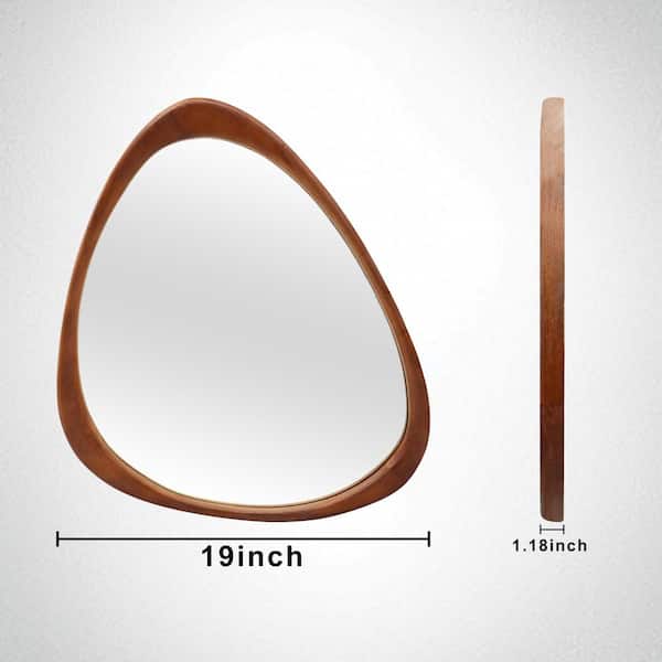 LuxHomez - 19 in. W x 24 in. H Irregular Natural Wood-Frame Wall Mirror, Distinctive Asymmetric Design