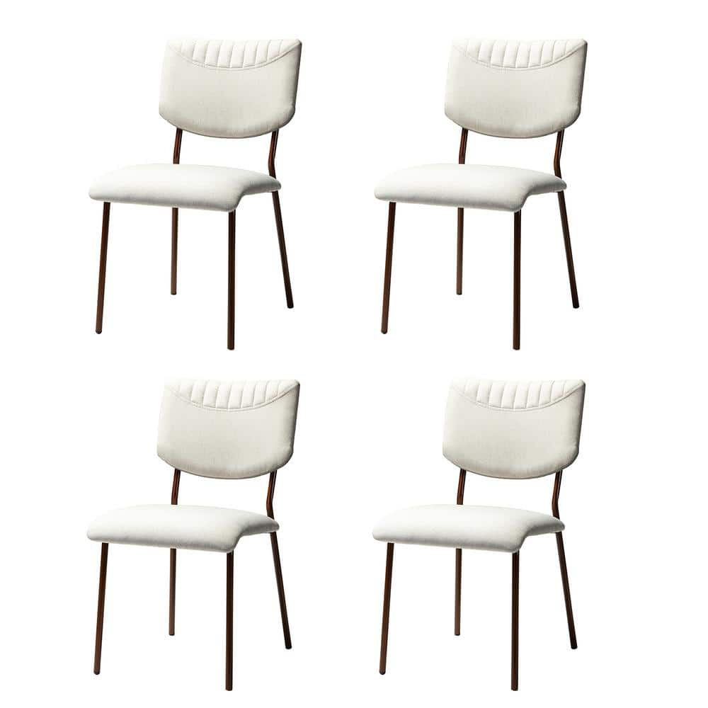 JAYDEN CREATION Sango White Upholstery Dining Chair with Transfer Print  (Set of 4) HCHHLQ109-WHITE-S4 - The Home Depot