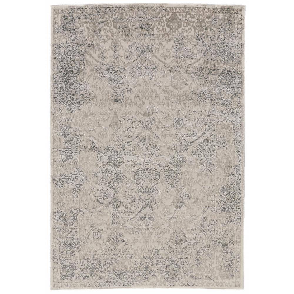 HomeRoots 5 x 8 Gray and Ivory Abstract Area Rug 2000511375 - The Home ...