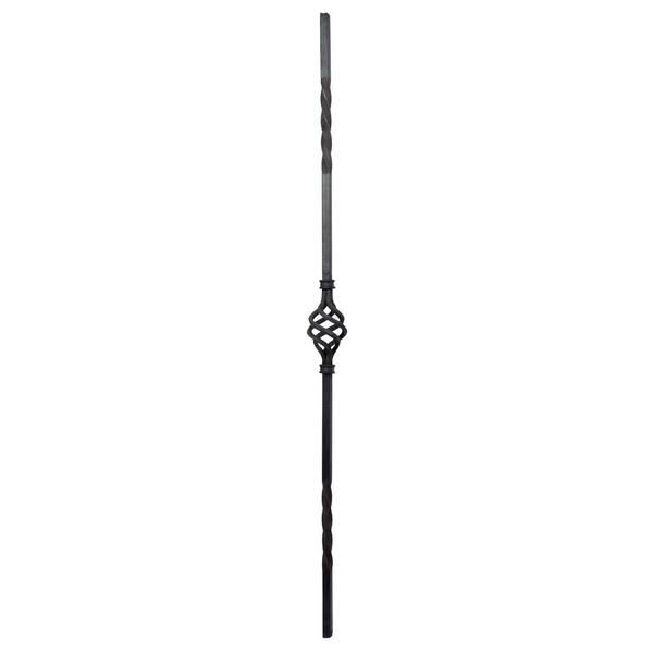 arteferro 35-7/16 in. x 1/2 in. Square Bar Center Basket Dual Twist Forged Raw Picket