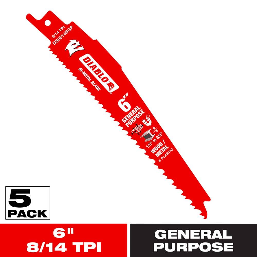 6 in. 8/14 TPI Bi-Metal Reciprocating Saw Blades for General Purpose Cuts price history on PriceWatchPro