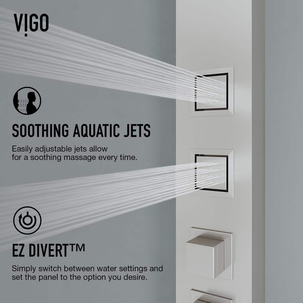 Sutton 58" Stainless Steel 4-Jet Shower Panel System