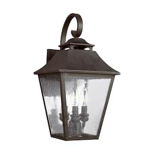 Galena 3-Light Sable Outdoor Wall Mount Lantern with Clear Seeded Glass