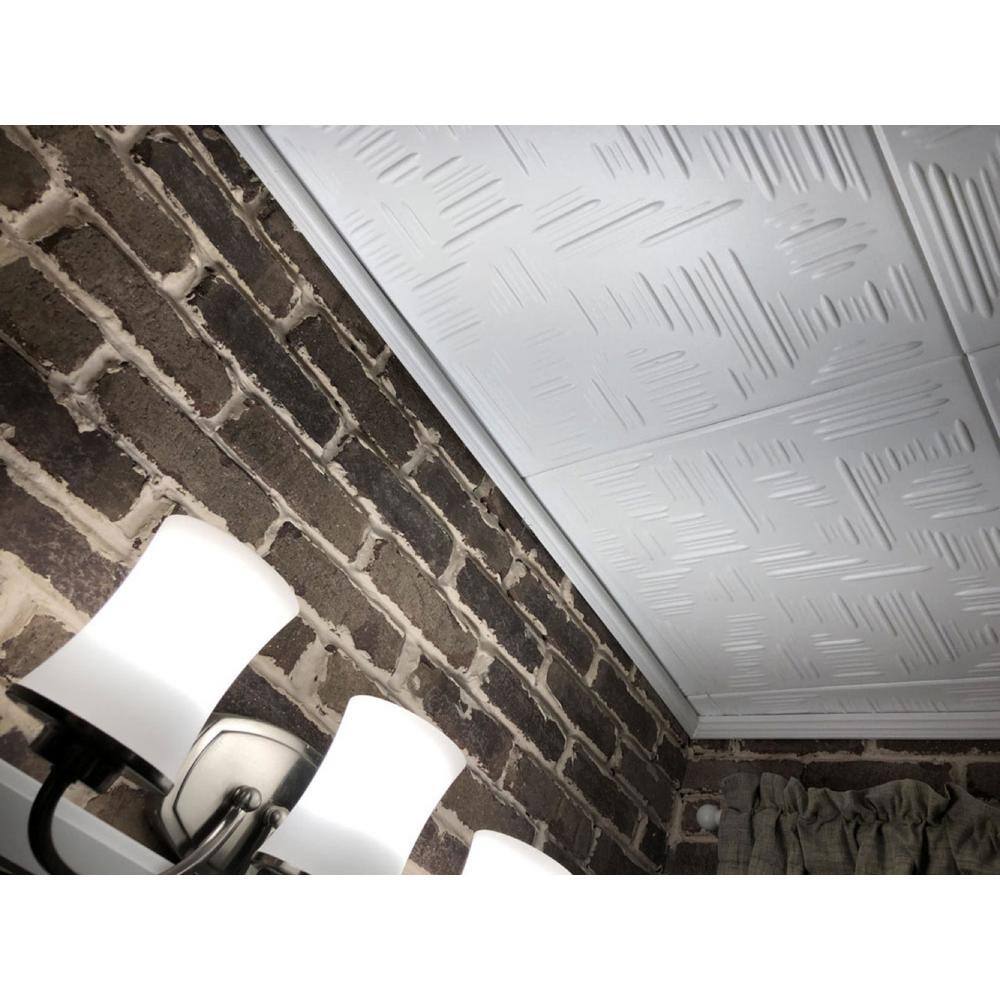 A La Maison Ceilings Country Wheat 1 6 Ft X 1 6 Ft Glue Up Foam Ceiling Tile In Plain White 21 6 Sq Ft Case R60pw 8 The Home Depot